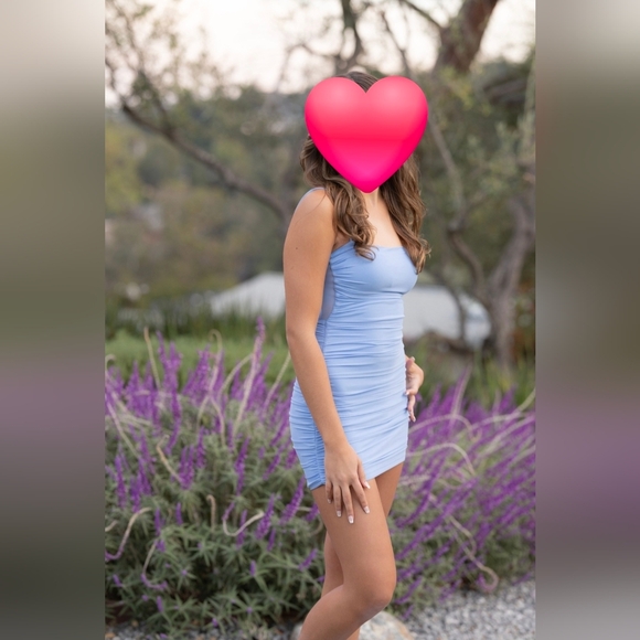Lucy in the Sky Dresses & Skirts - Lucy in the Sky Light Blue Ruched Mini Dress